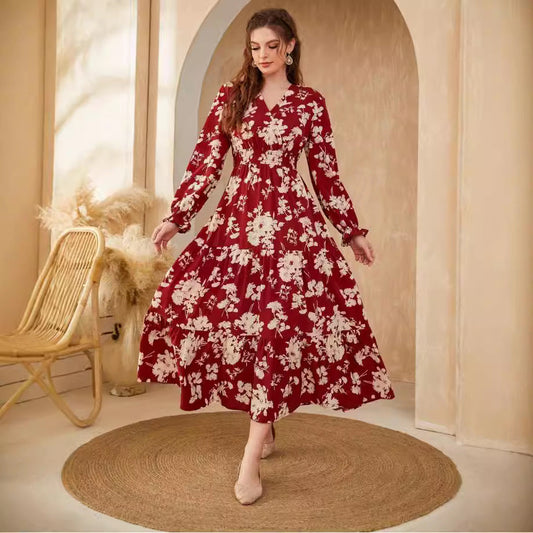 Abigail – Long Sleeve Maxi Dress with V-Neck
