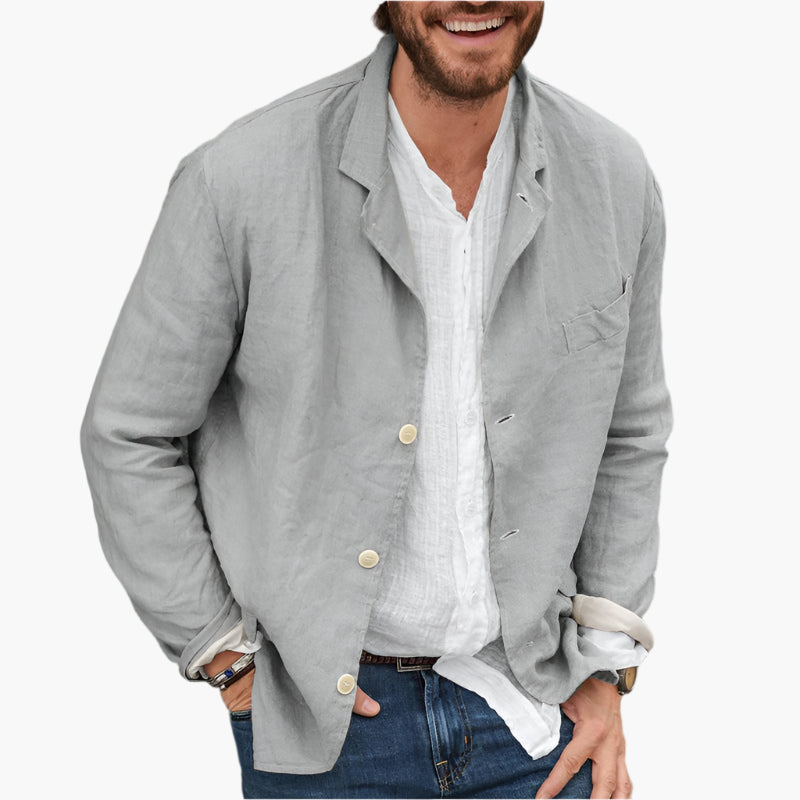 Men's Casual Linen Blazer Lightweight Breathable Smart Style
