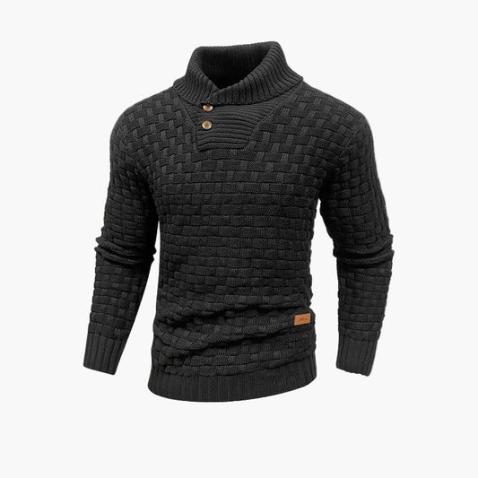Men's Classic Thermal Knit Sweater with Button Collar – Stylish Fall Pullover
