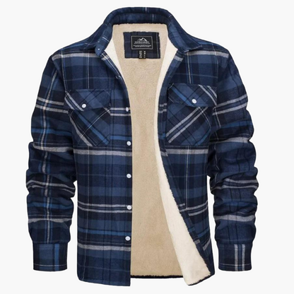 Men's Plaid Fleece-Lined Casual Jacket for Fall and Winter Outdoor Style