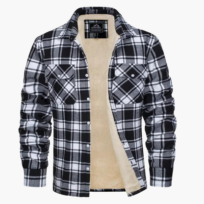 Men's Plaid Fleece-Lined Casual Jacket for Fall and Winter Outdoor Style