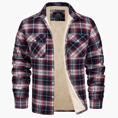 Men's Plaid Fleece-Lined Casual Jacket for Fall and Winter Outdoor Style