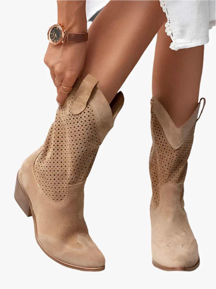 Women's Western Cowboy Boots with Zipper – Fashionable and Breathable Style for Casual Wear
