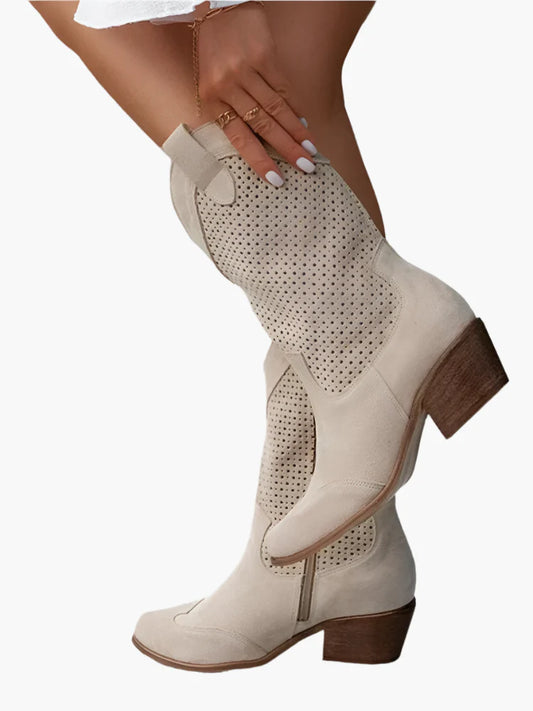Women's Western Cowboy Boots with Zipper – Fashionable and Breathable Style for Casual Wear