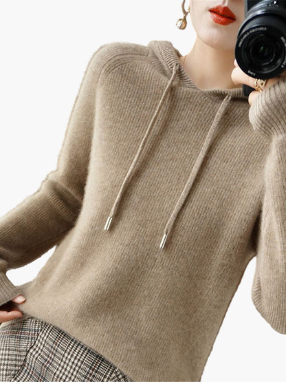 Women's Hooded Knit Pullover Sweater Casual Long Sleeve Cardigan