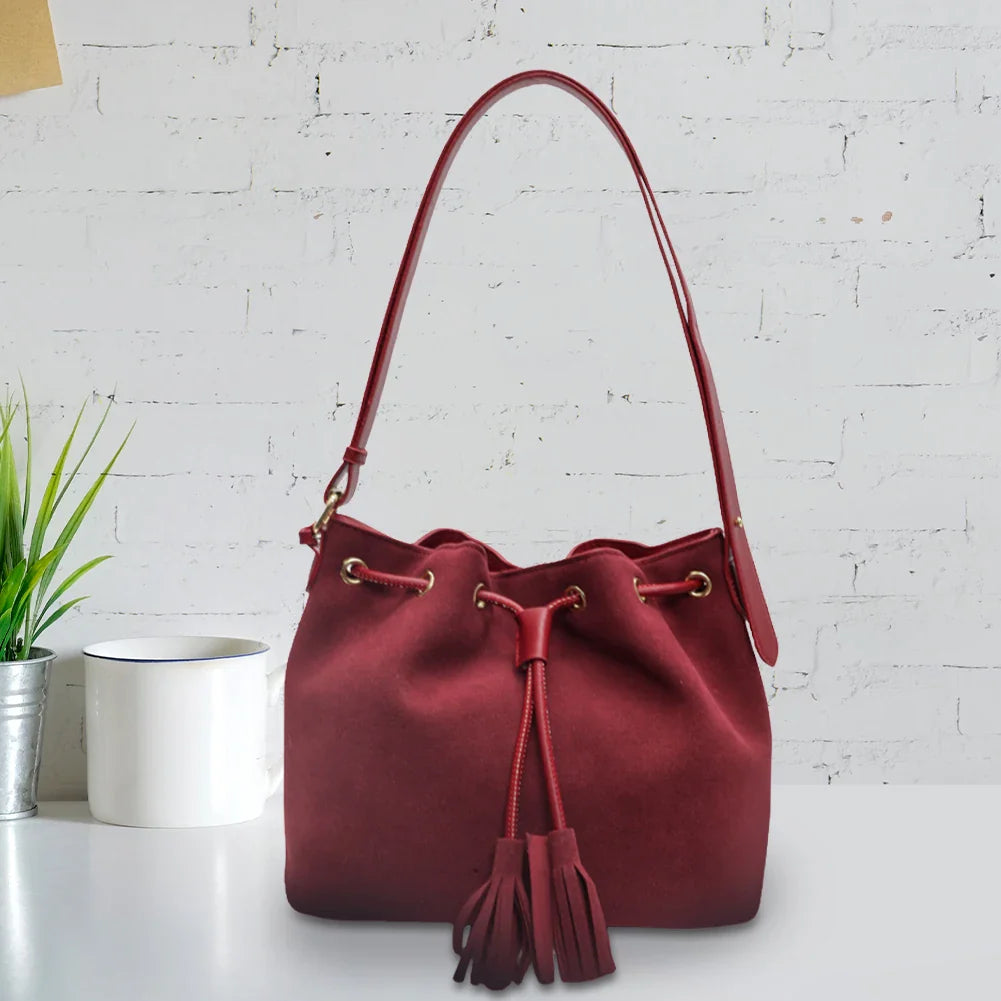 Rose – Women's Vegan Leather Bucket Bag with Tassel