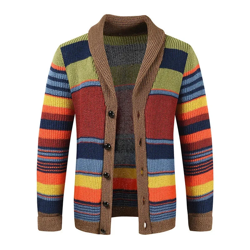 Felix – Men's Retro-Inspired Multicolor Striped Cardigan