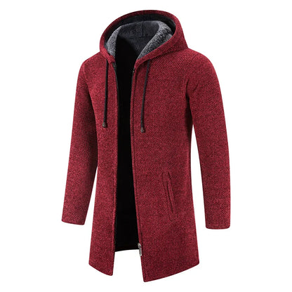 Lionel – Men's Hooded Long Coat with Fleece Hood