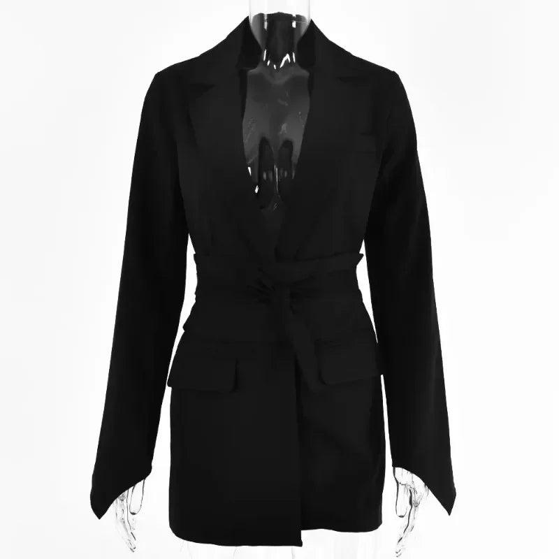 Karen – Women's Long Sleeve Blazer Dress with Belt