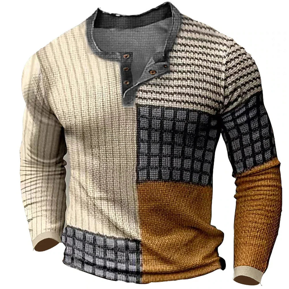 Jon – Men's Color Block Graphic Henley Shirt