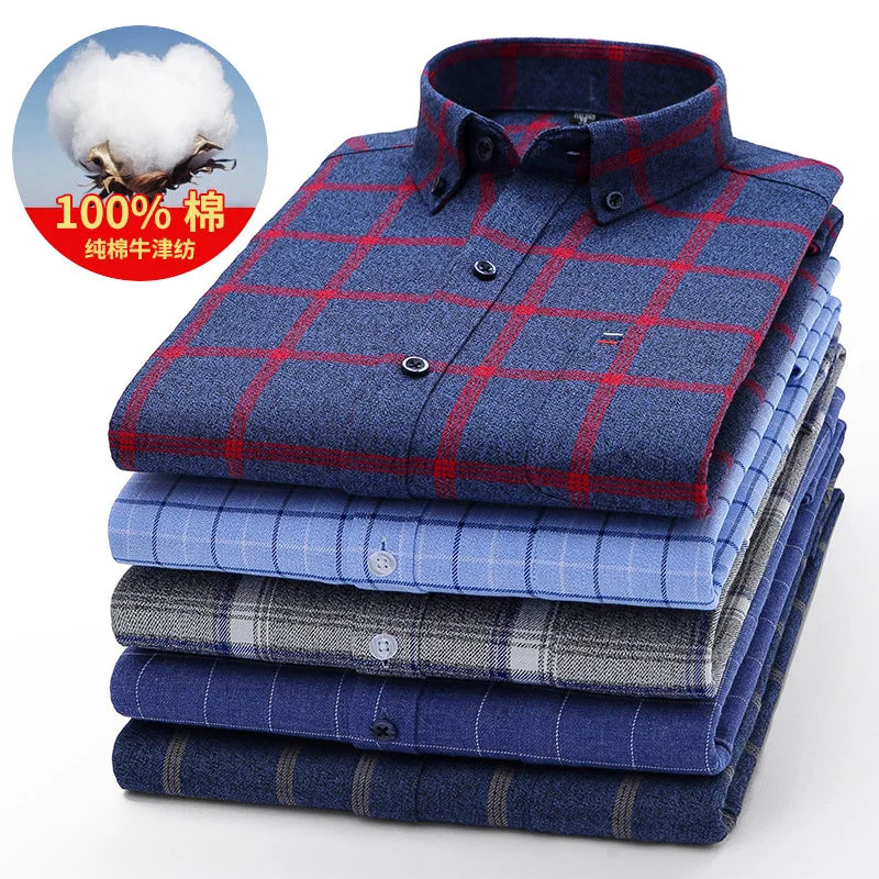 Martin – Men's Non-Iron Checked Wool Cotton Shirt