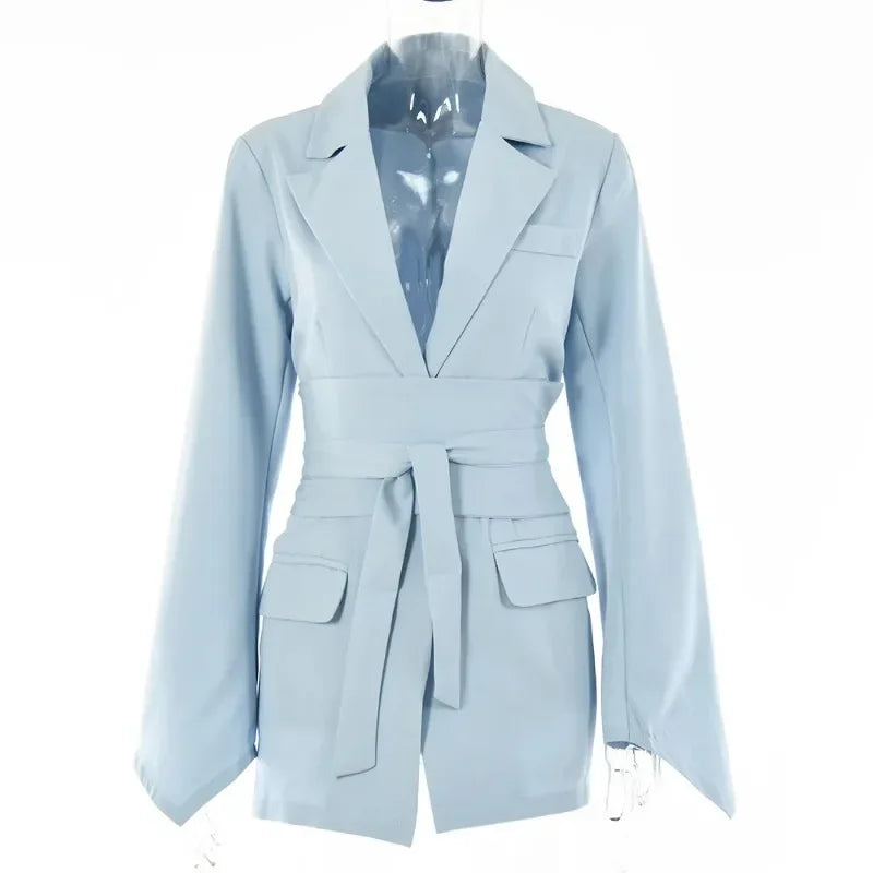 Karen – Women's Long Sleeve Blazer Dress with Belt