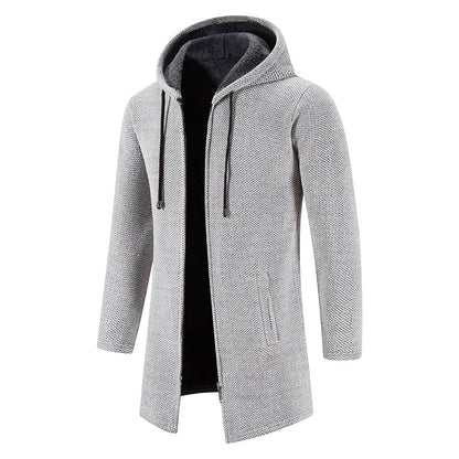 Lionel – Men's Hooded Long Coat with Fleece Hood