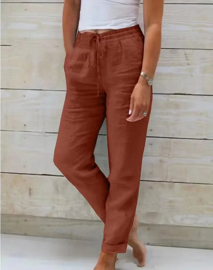 Amy – Women's High-Waist Cotton-Linen Summer Pants