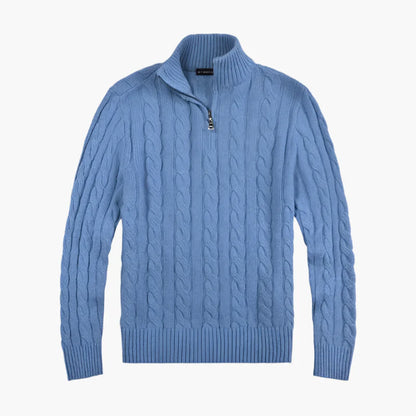 Men's Classic Cable Knit Half-Zip Sweater - Timeless Casual Elegance