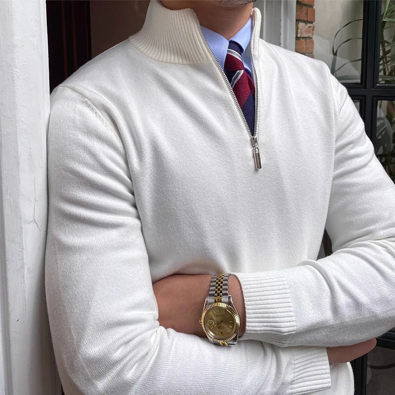 Men's Half-Zip Pullover Sweater – Modern Business Casual Style