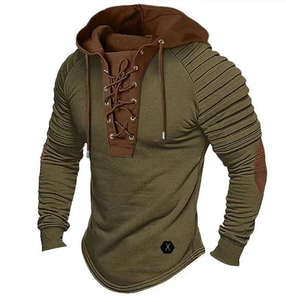 Harvey – Men's Slim-Fit Hooded Lace-Up Long Sleeve T-shirt