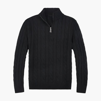 Men's Classic Cable Knit Half-Zip Sweater - Timeless Casual Elegance
