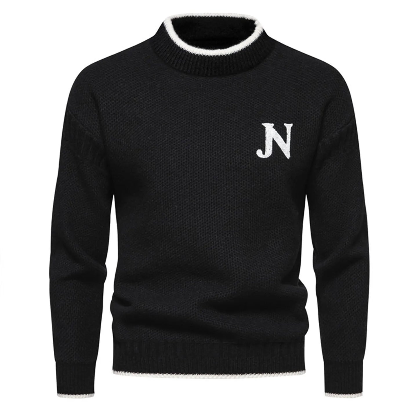 Conrad – Men's Textured Knit Sweater with Embroidered Letter