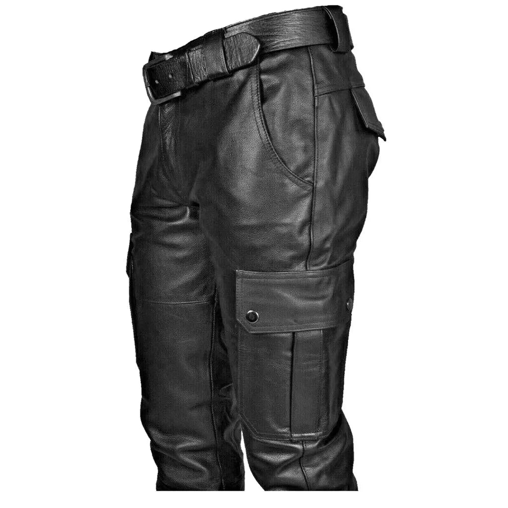 Norman – Men's Skinny Vegan Leather High Waist Motorcycle Pants