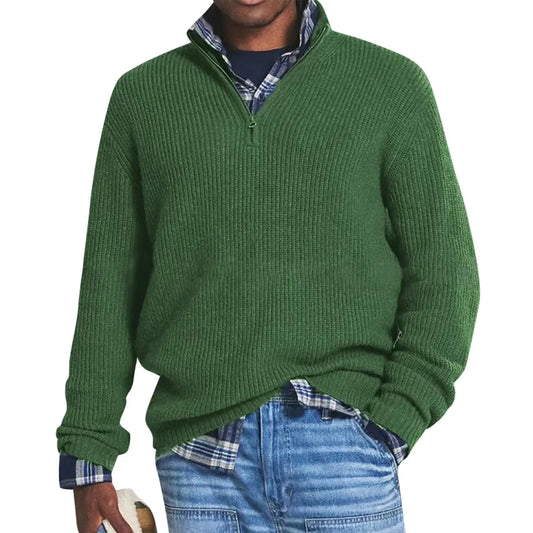 Ron – Men's Knitted Pullover with Half High Collar