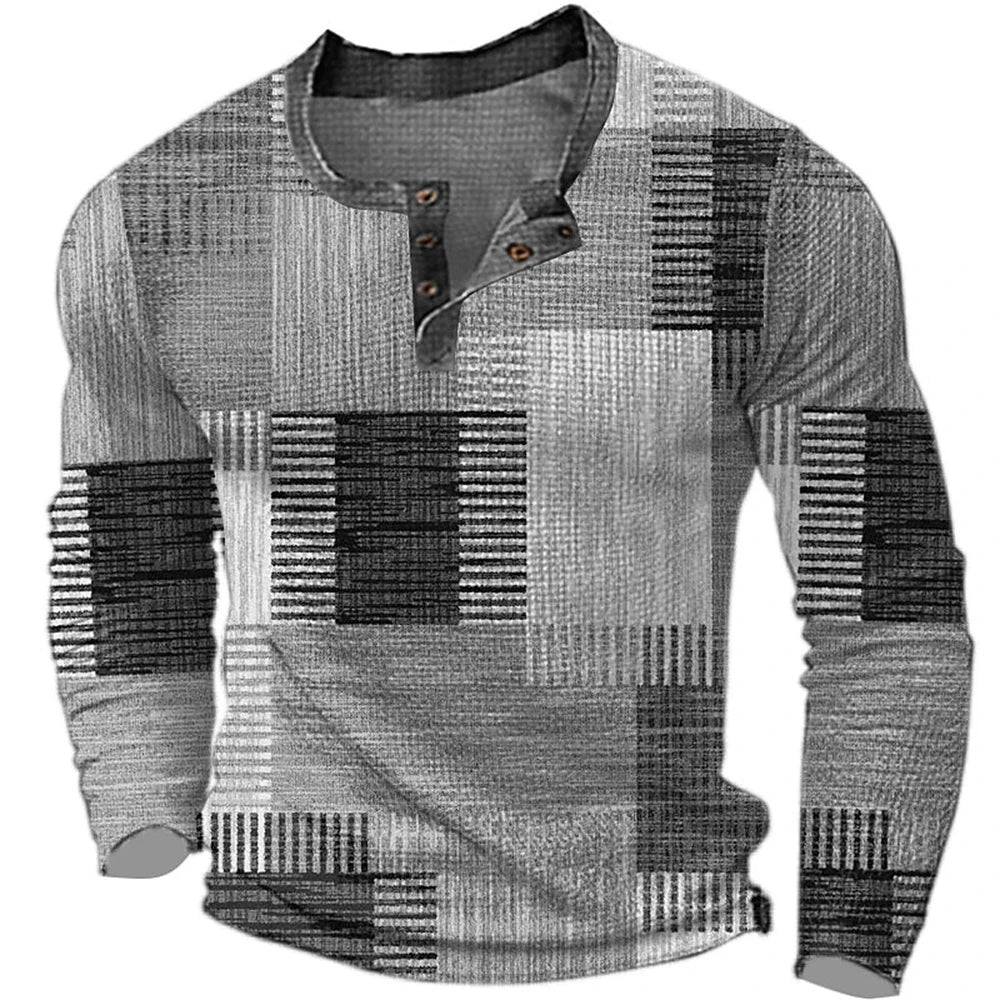 Jon – Men's Color Block Graphic Henley Shirt