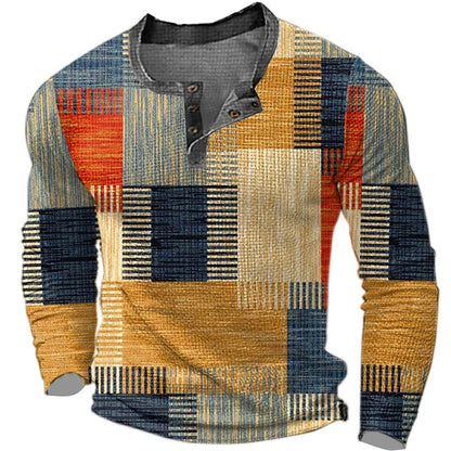 Jon – Men's Color Block Graphic Henley Shirt