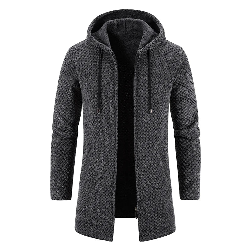 Frank – Men's Winter Long Coat with Windbreaker and Hoodie