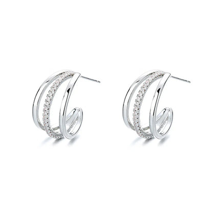 Imogen – Women's Elegant Triple Hoop Earrings with Cubic Zirconia Accents