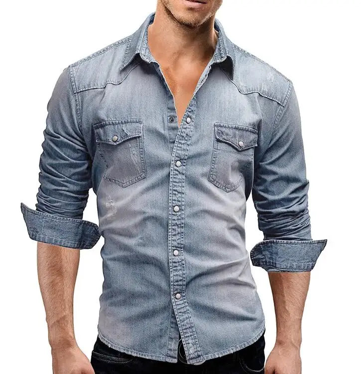 Matthew – Men's Long Sleeve Denim T-Shirt