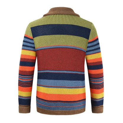 Felix – Men's Retro-Inspired Multicolor Striped Cardigan