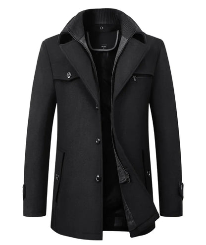 Lawrence – Men's Wool Blend Double-Collar Overcoat