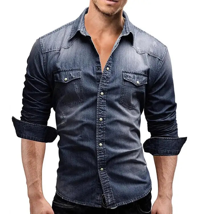 Matthew – Men's Long Sleeve Denim T-Shirt