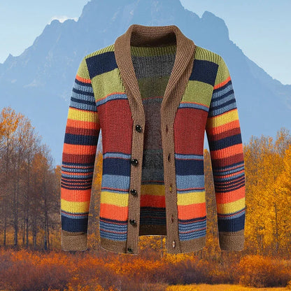 Felix – Men's Retro-Inspired Multicolor Striped Cardigan