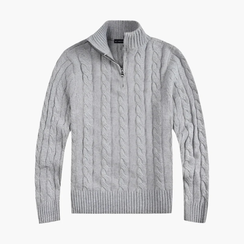 Men's Classic Cable Knit Half-Zip Sweater - Timeless Casual Elegance