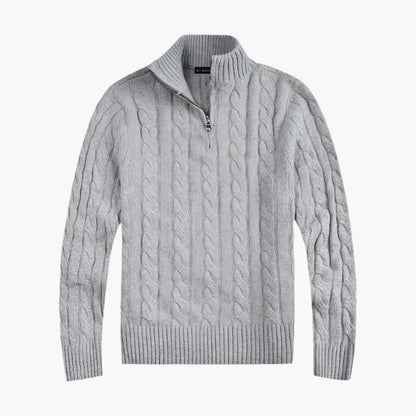 Men's Classic Cable Knit Half-Zip Sweater - Timeless Casual Elegance