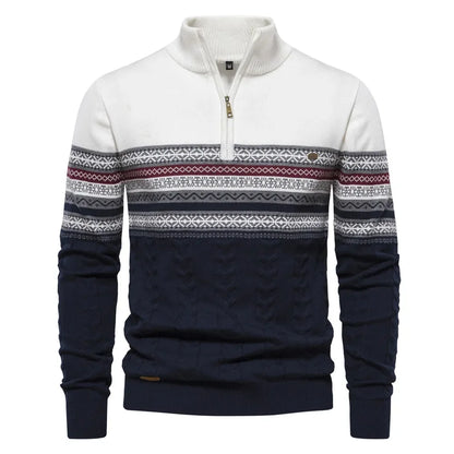 Gavin – Men's Striped High Neck Knitted Pullover