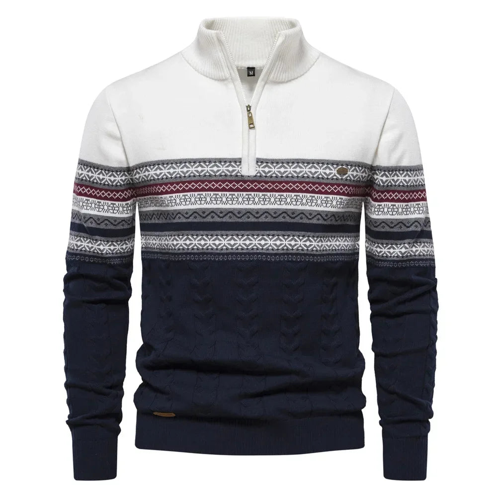 Joshua – Men's Striped High Neck Knitted Pullover