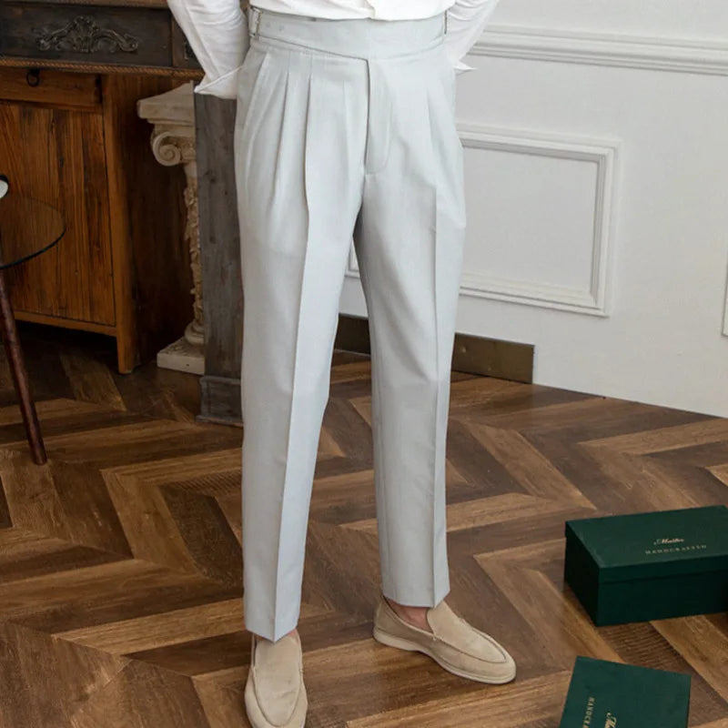 Mick – Men's High-Waisted Pleated Business Trousers