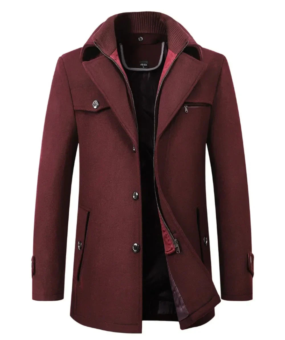 Lawrence – Men's Wool Blend Double-Collar Overcoat