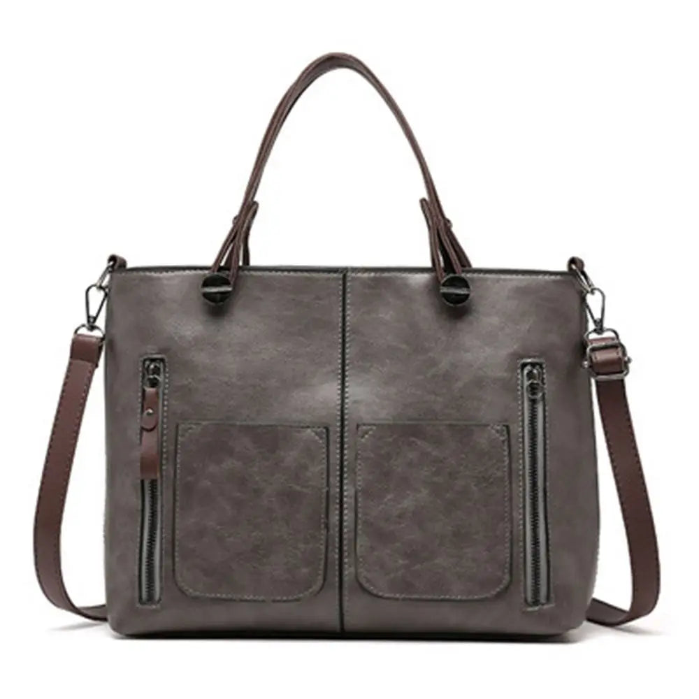 Gillian – Vintage Vegan Leather Multi-Pocket Tote Bag