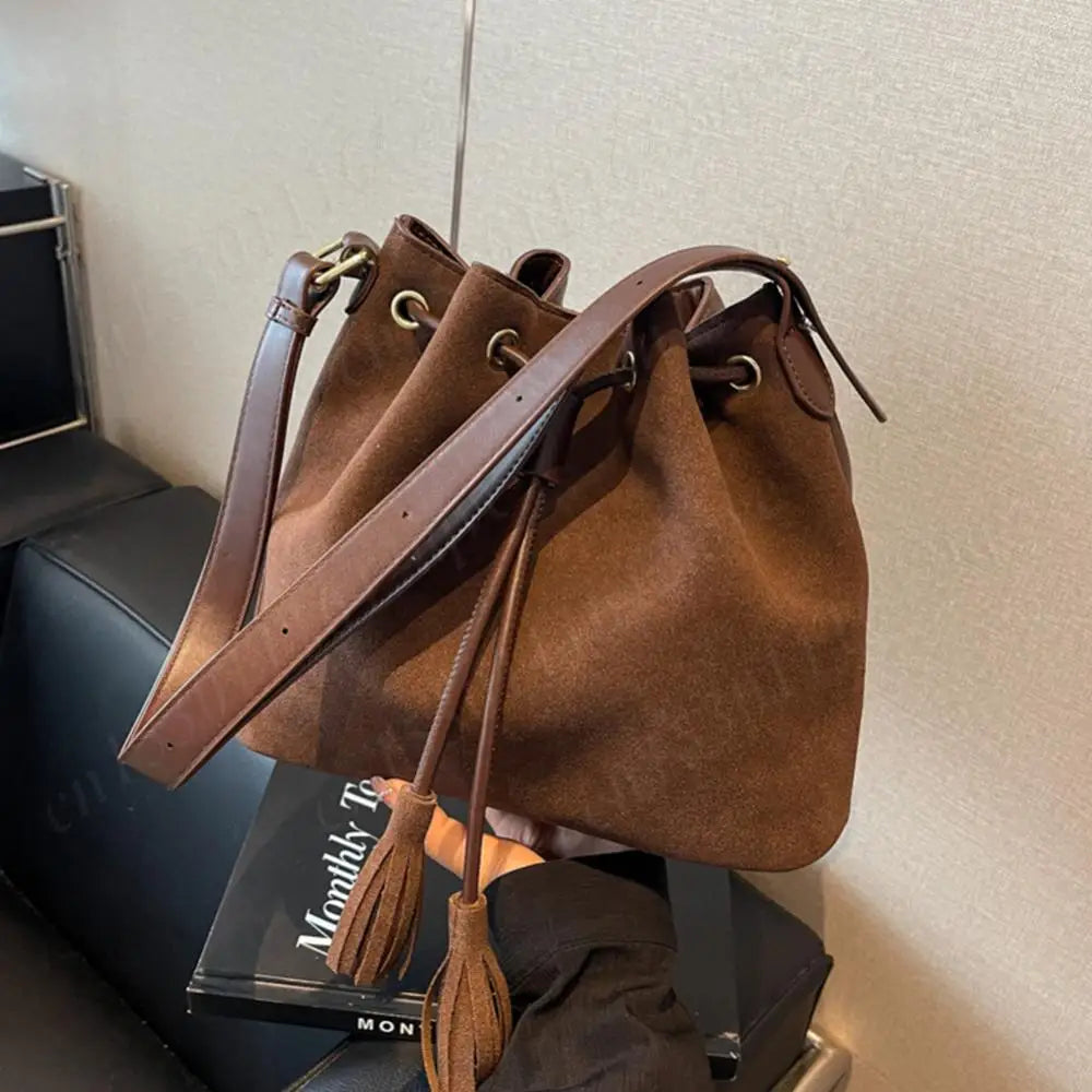 Rose – Women's Vegan Leather Bucket Bag with Tassel