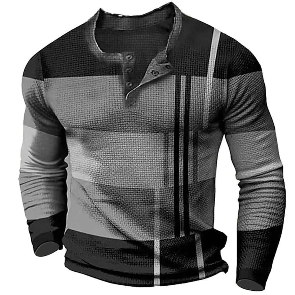 Jon – Men's Color Block Graphic Henley Shirt