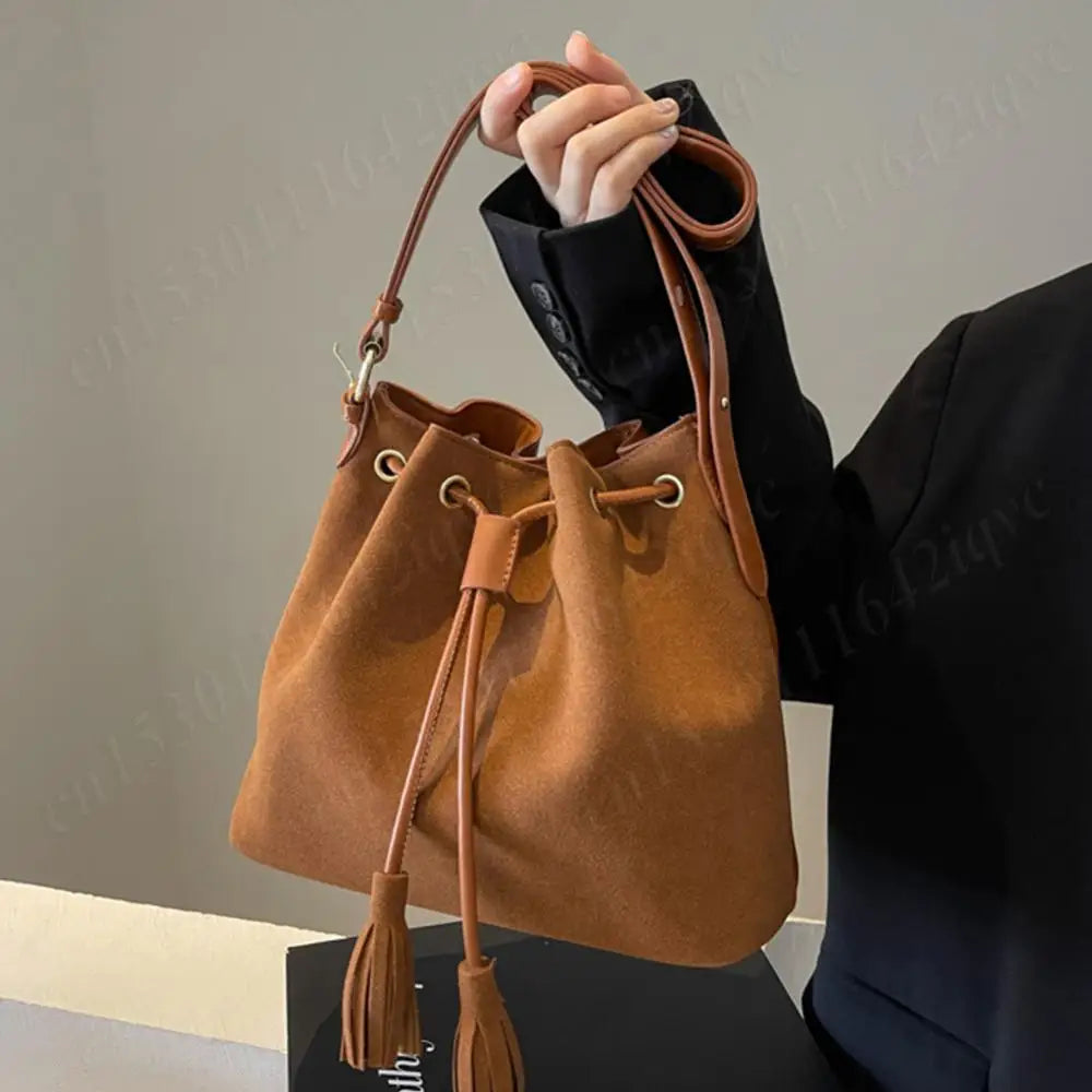 Rose – Women's Vegan Leather Bucket Bag with Tassel