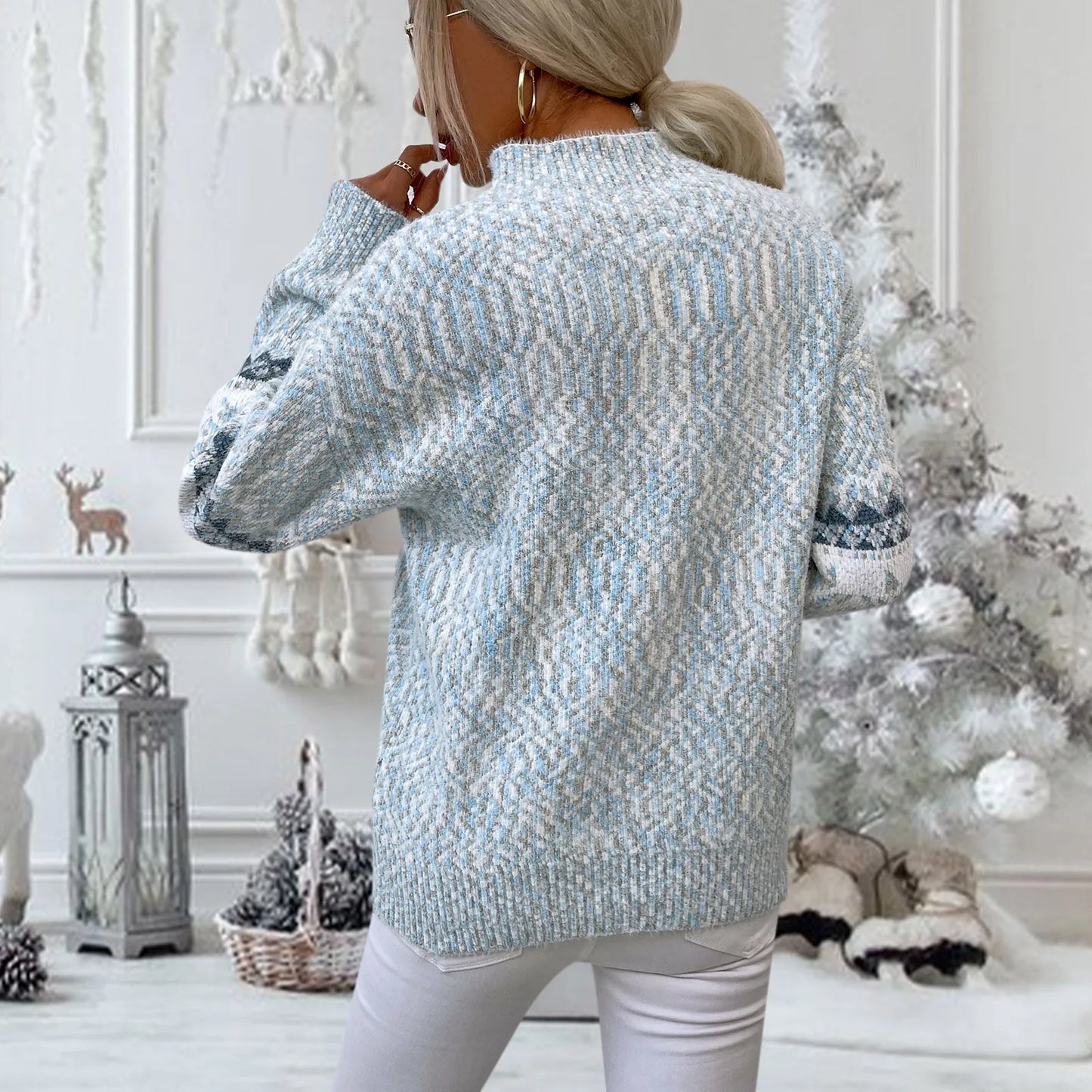 Heidi – Women's Vintage Snowflake Turtleneck Sweater