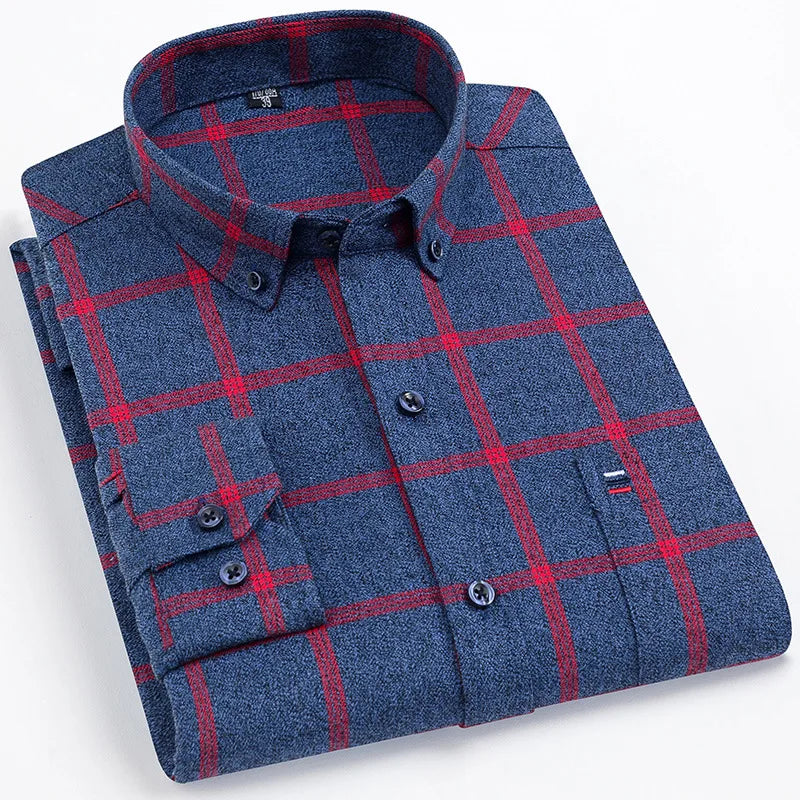 Martin – Men's Non-Iron Checked Wool Cotton Shirt