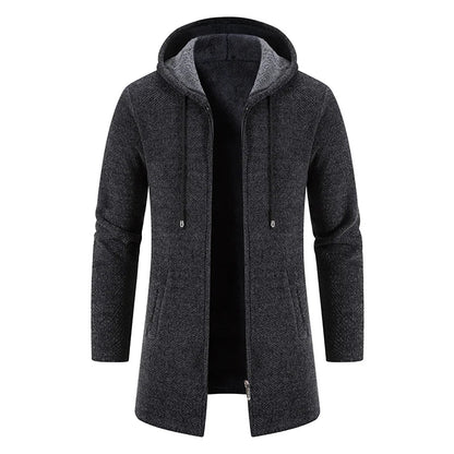 Frank – Men's Winter Long Coat with Windbreaker and Hoodie