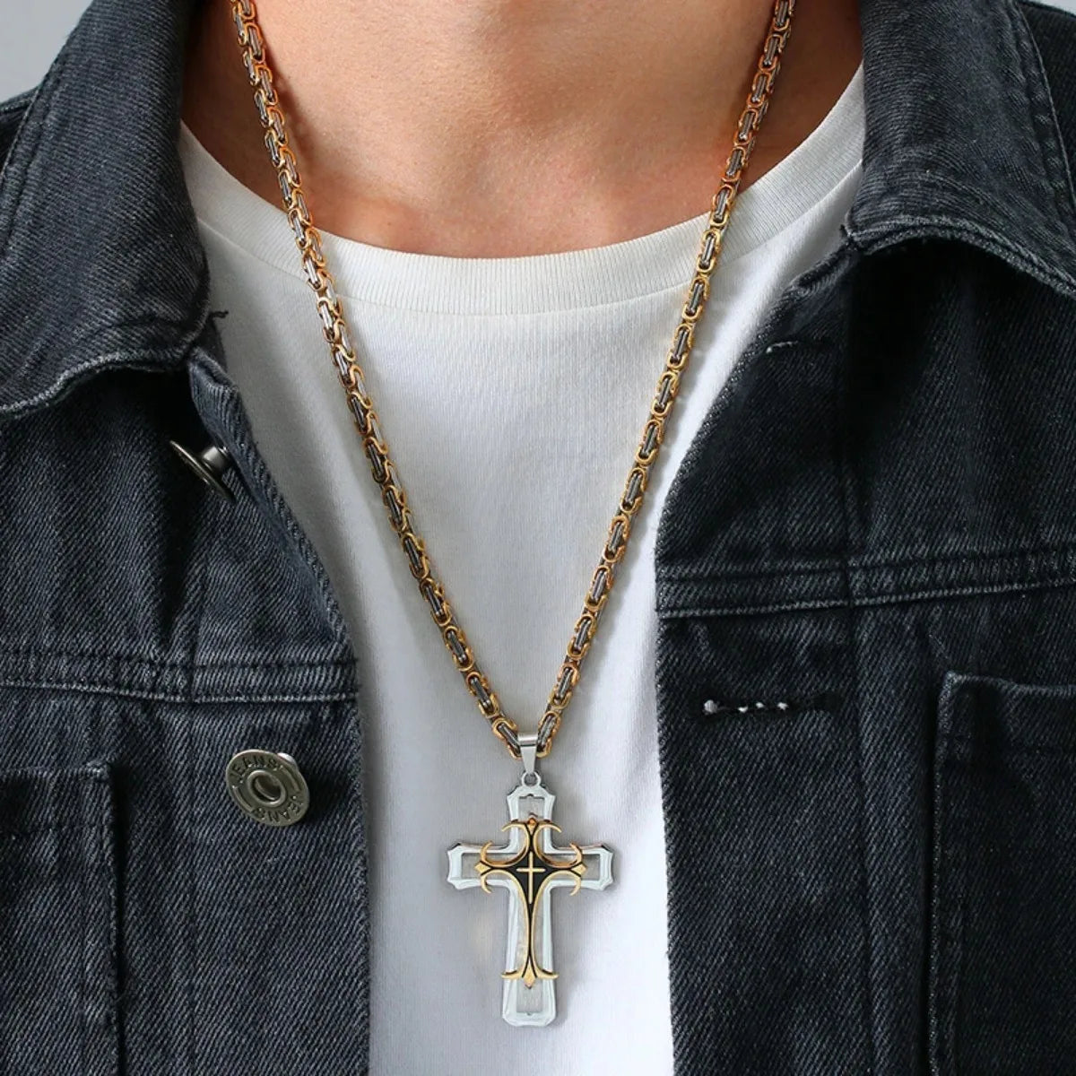 Simon – Men's Golden Byzantine Cross Pendant