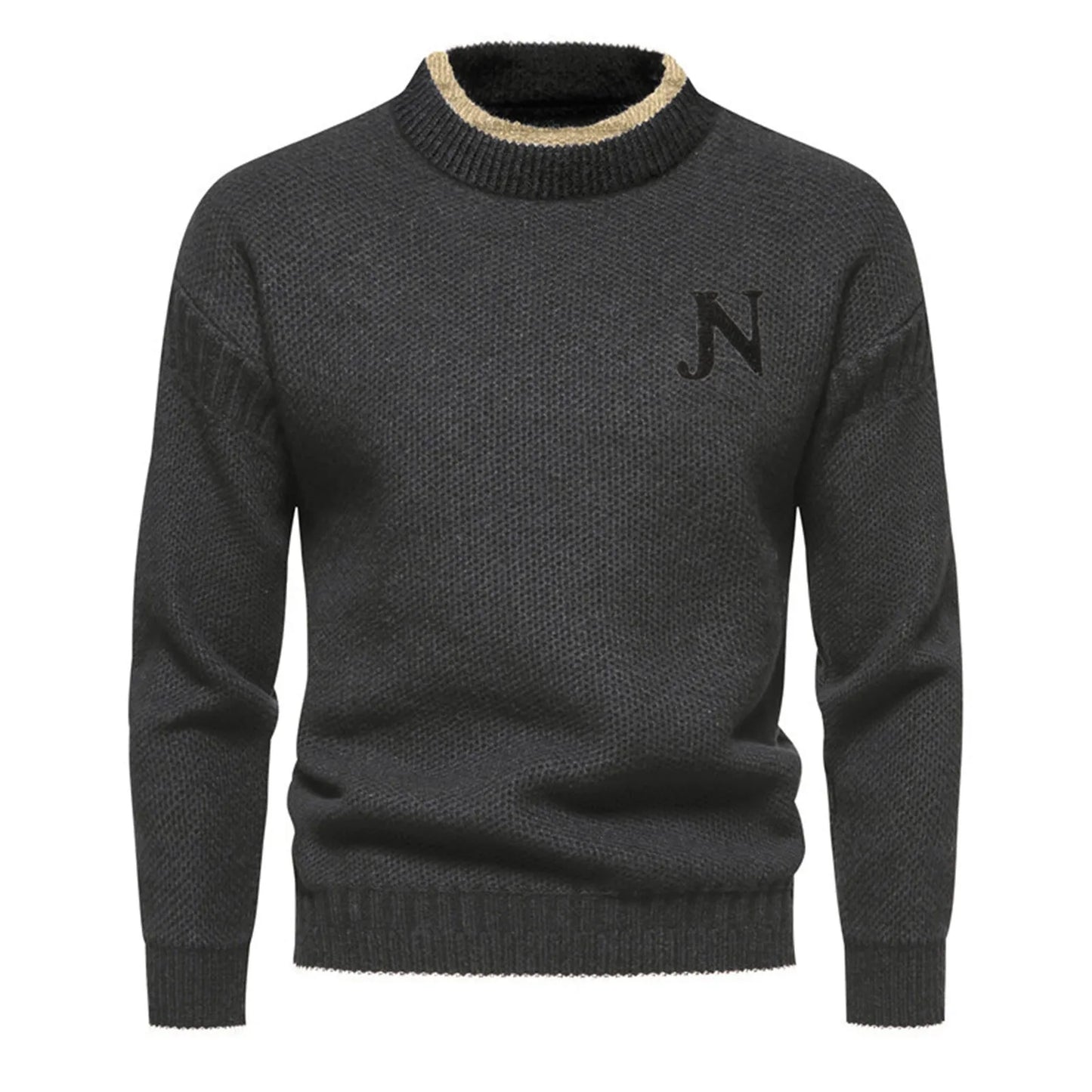 Conrad – Men's Textured Knit Sweater with Embroidered Letter