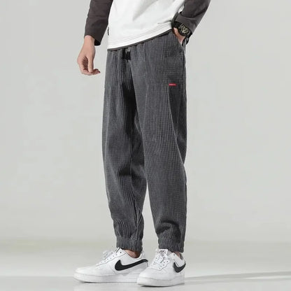 Robert – Men's Corduroy Jogging Pants with Elastic Cuffs and Relaxed Fit